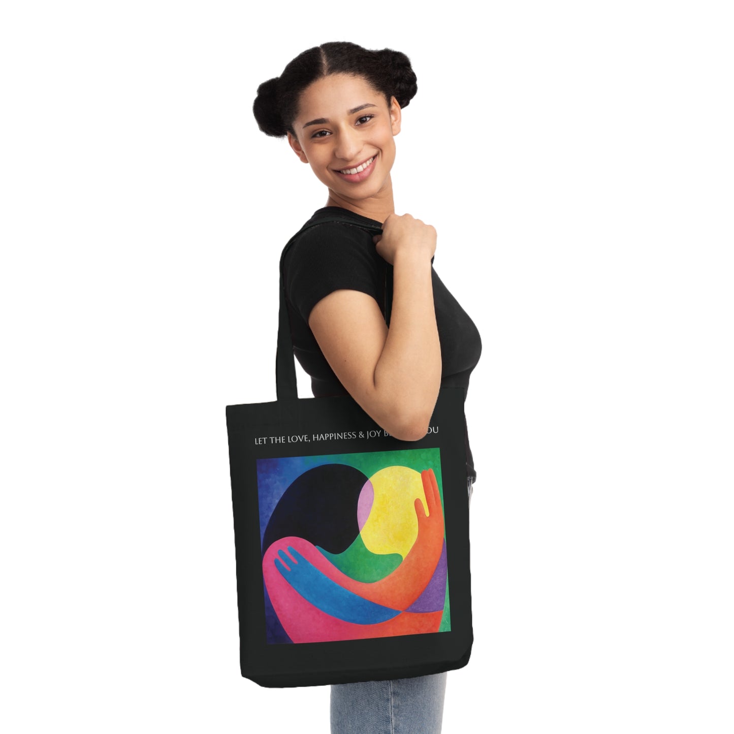 Copy of Colorful Woven Tote Bag - 'Let the Love, Happiness & Joy Be With You'
