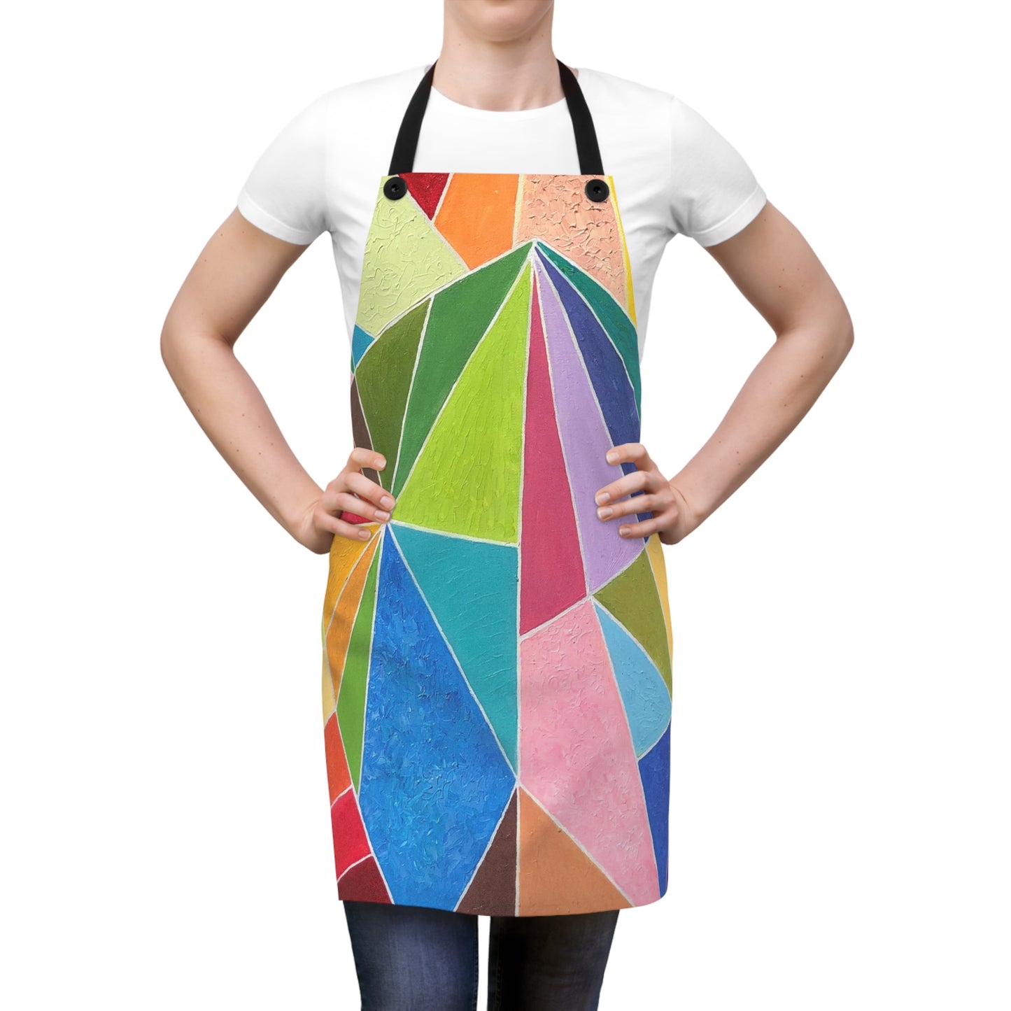 Colorful Geometric Pattern Apron for Creative Cooking