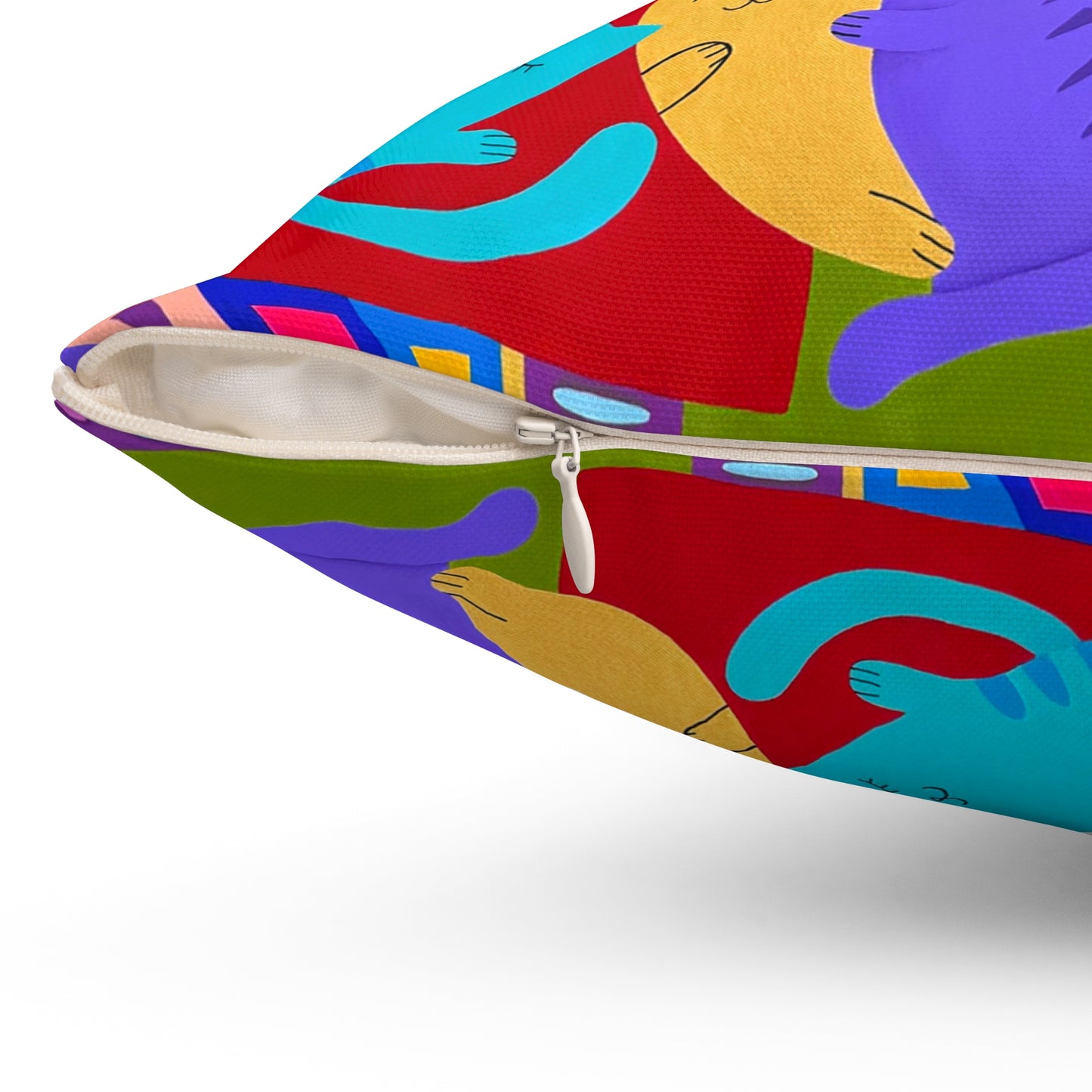 Colorful Cat-Themed Decorative Pillow - Vibrant and Playful Home Accent