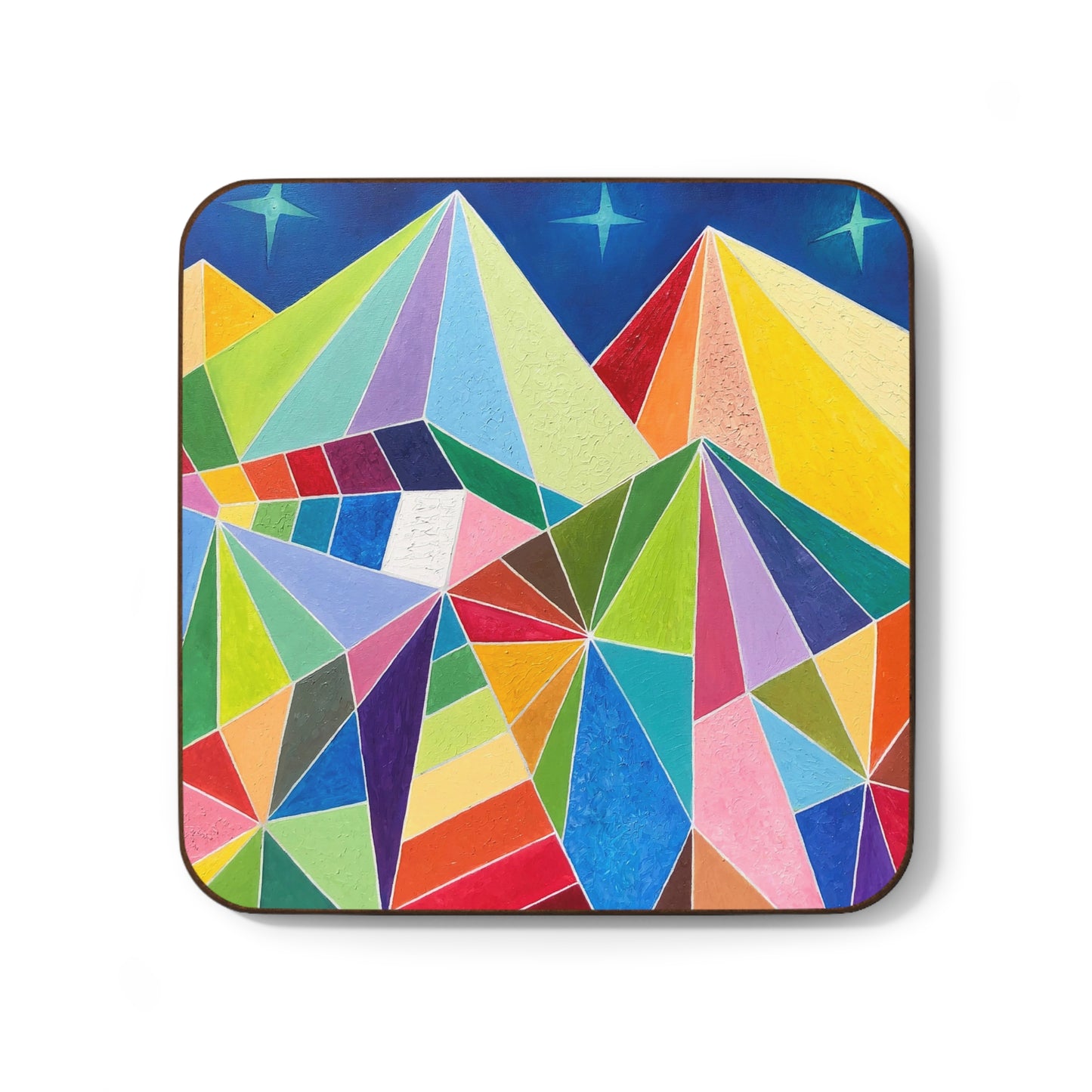 Colorful Geometric Art Coaster - Vibrant Hardboard Back Coaster for Home Decor
