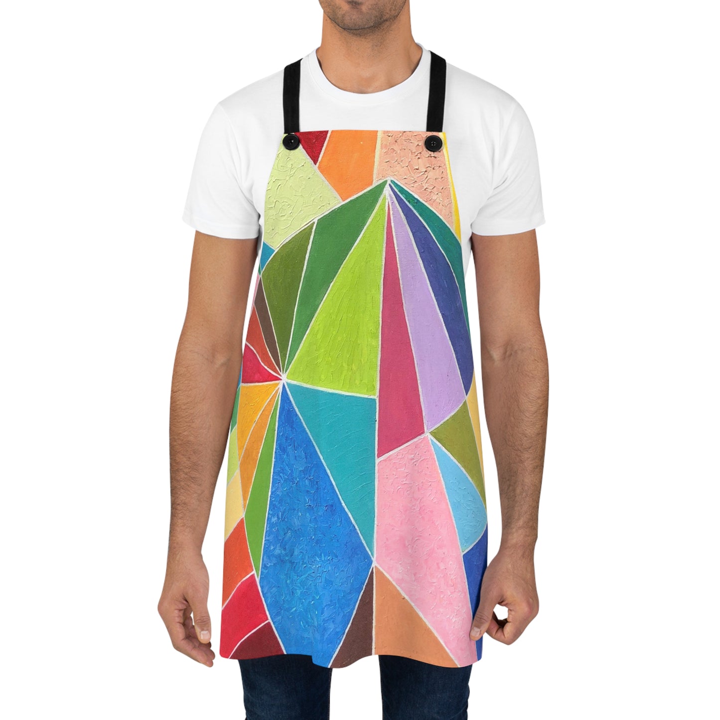 Colorful Geometric Pattern Apron for Creative Cooking