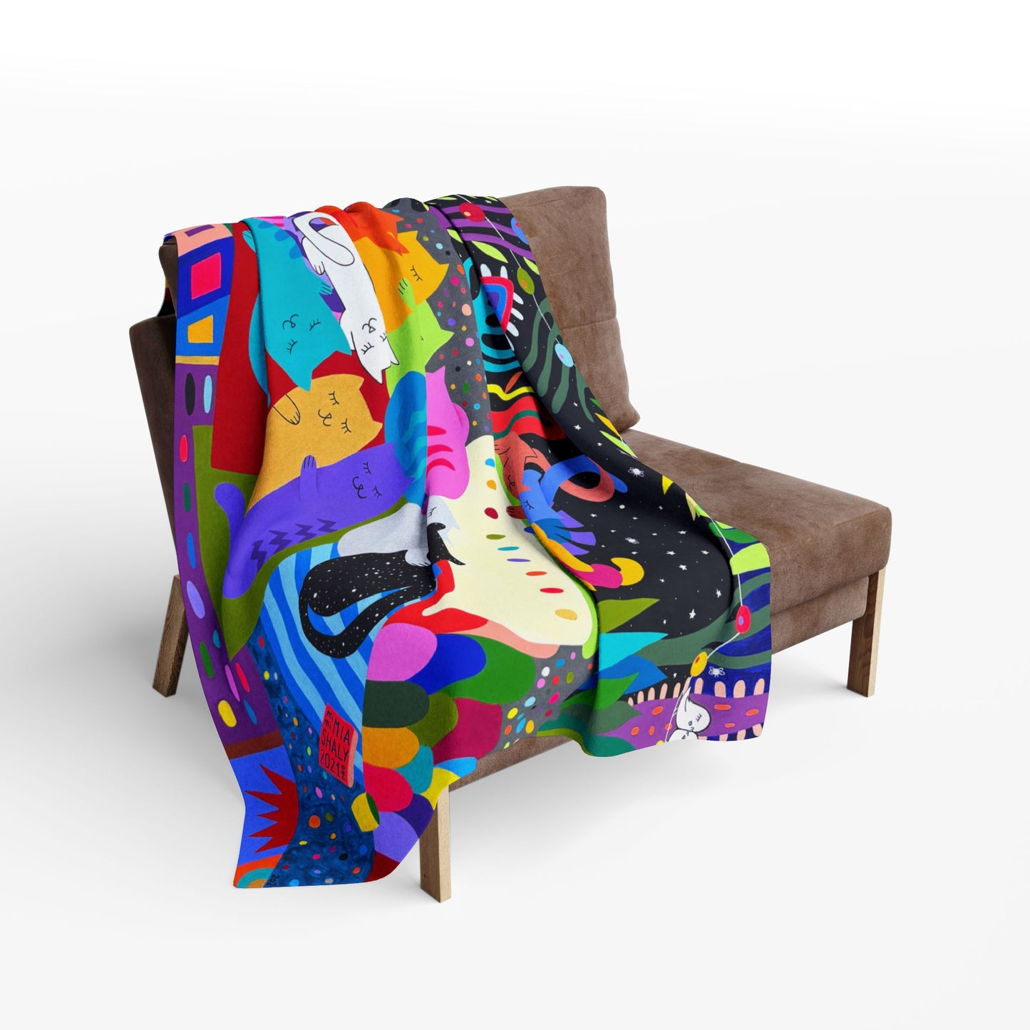 Vibrant Cat-Themed Arctic Fleece Blanket – Cozy, Colorful Home Decor for Cat Lovers
