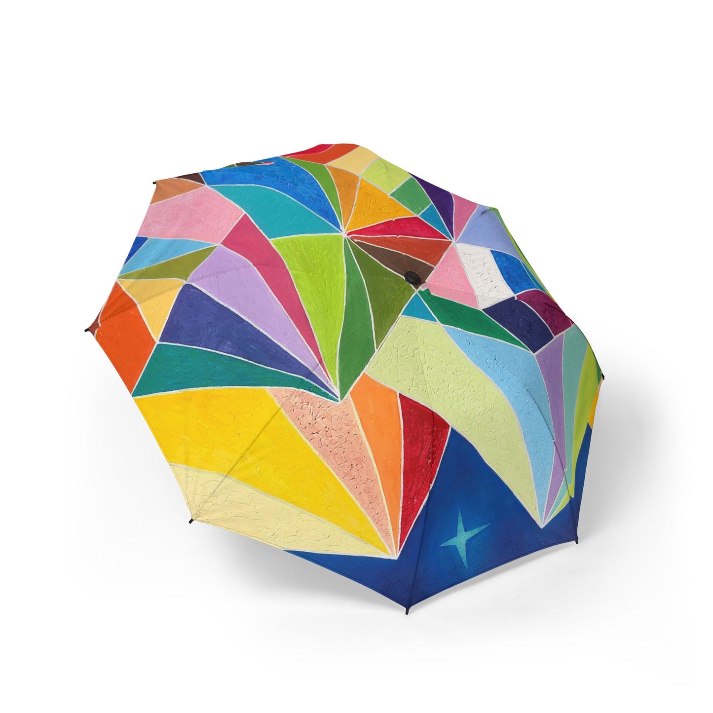 Colorful Geometric Pattern Semi-Automatic Foldable Umbrella - Stylish Rain Protection