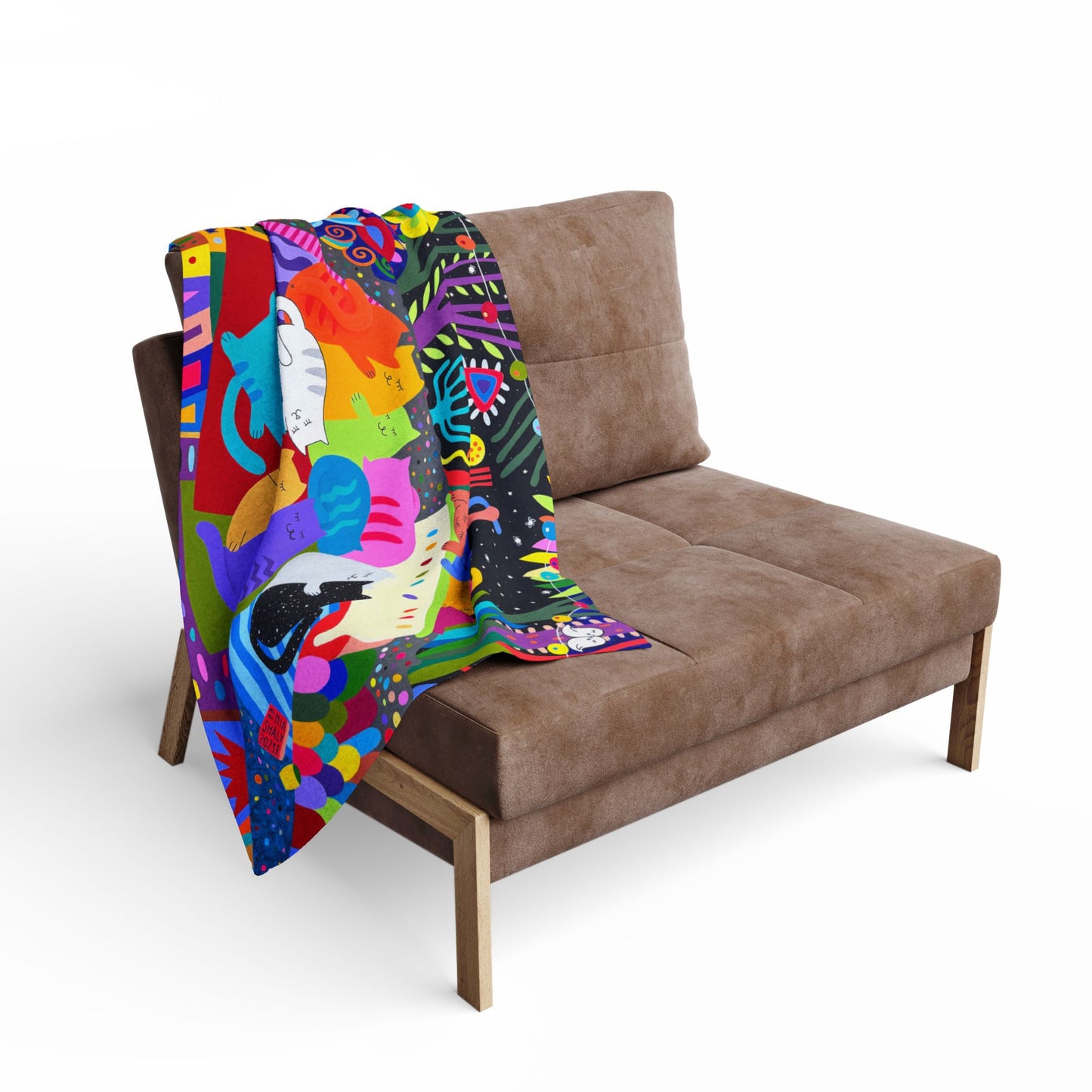 Vibrant Cat-Themed Arctic Fleece Blanket – Cozy, Colorful Home Decor for Cat Lovers