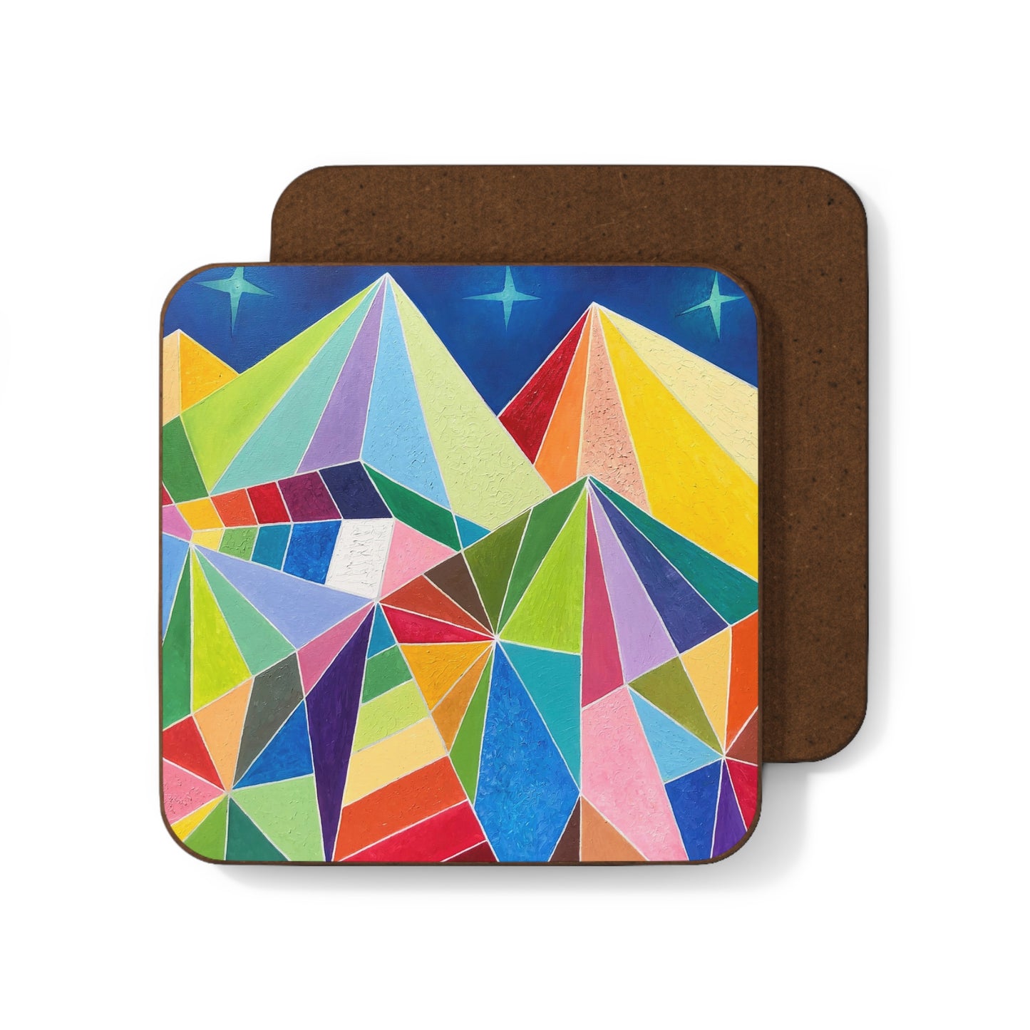 Colorful Geometric Art Coaster - Vibrant Hardboard Back Coaster for Home Decor