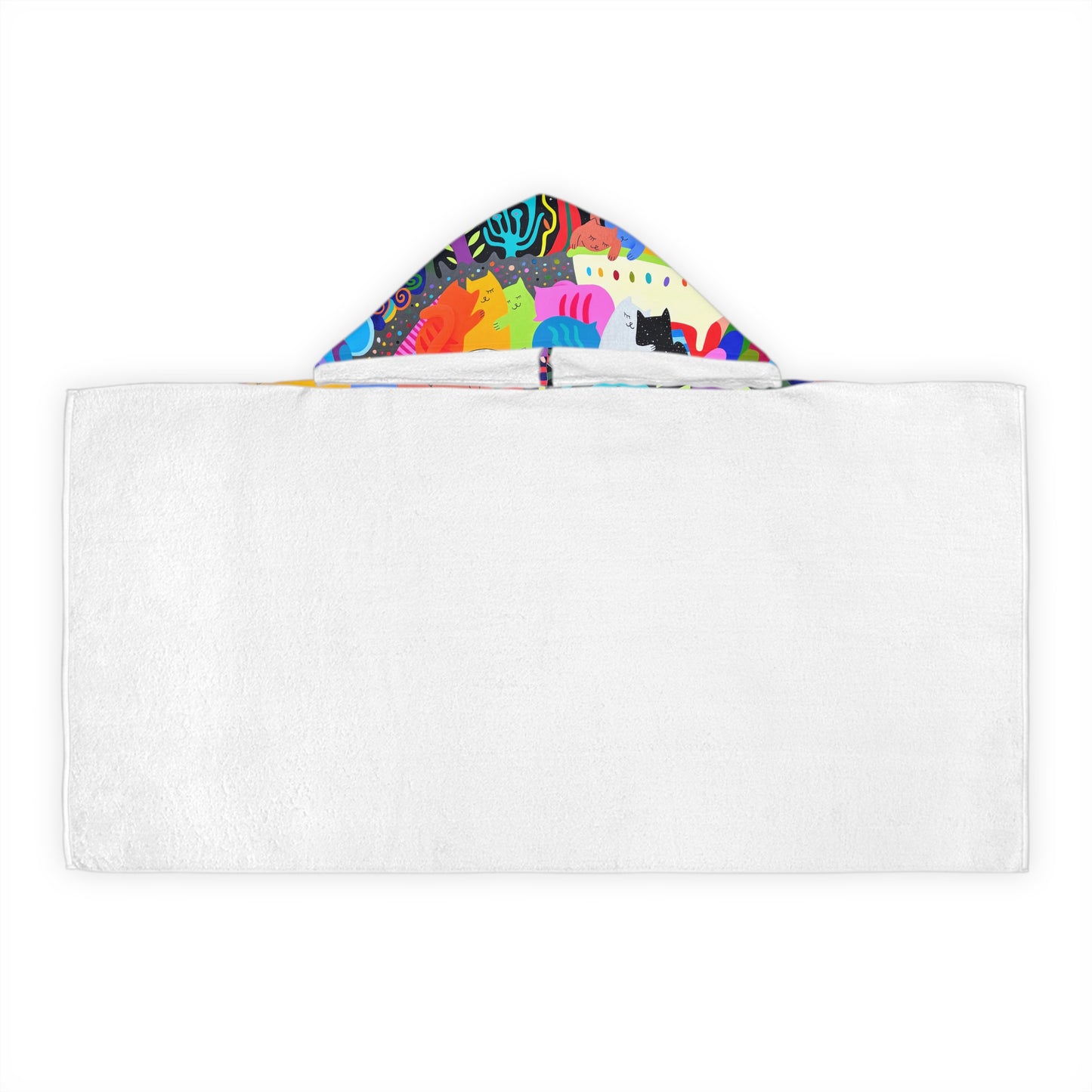 Colorful Cat Youth Hooded Towel - Fun and Cozy Bathing Experience