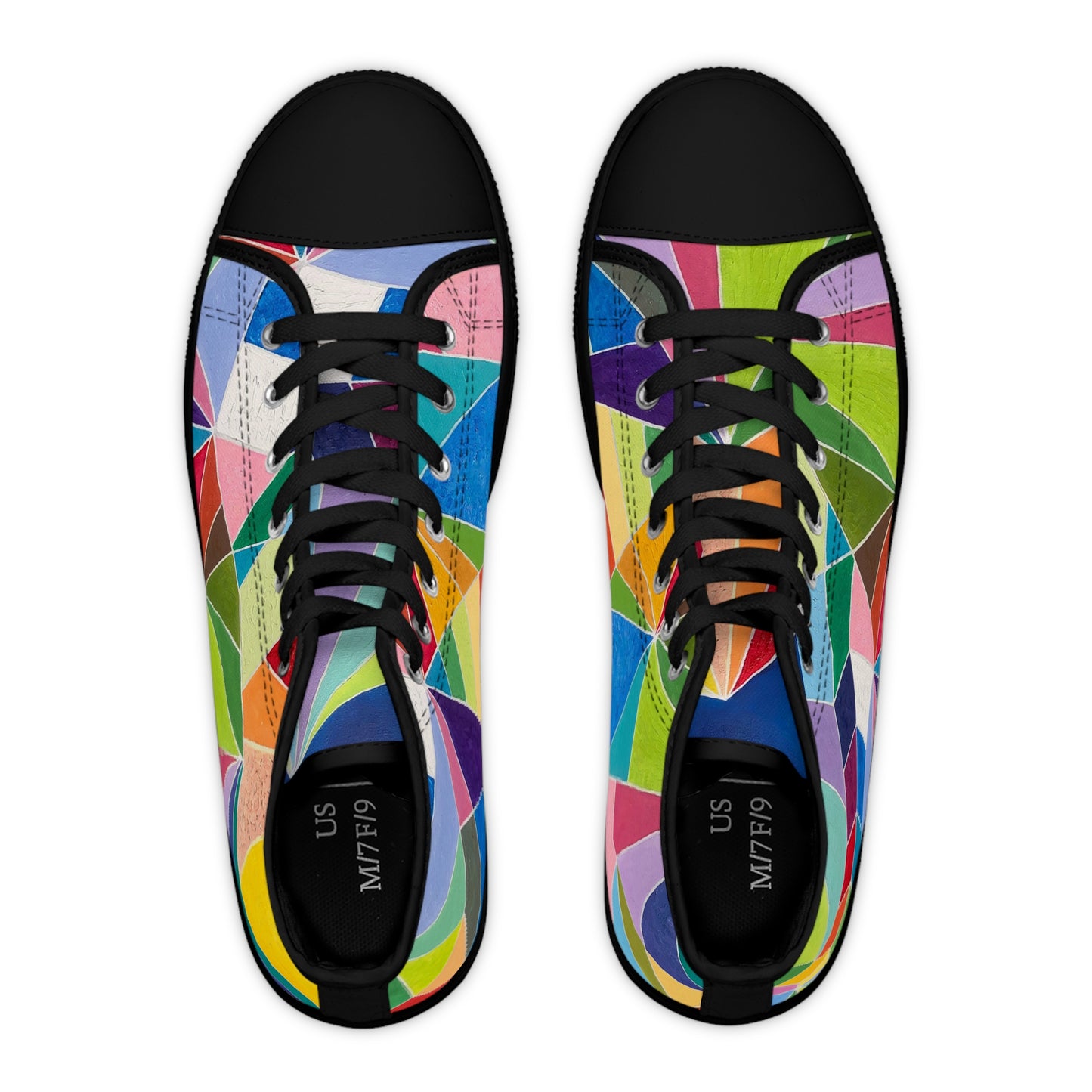 Colorful Women&#039;s High Top Sneakers - Trendy Geometric Design for Stylish Comfort