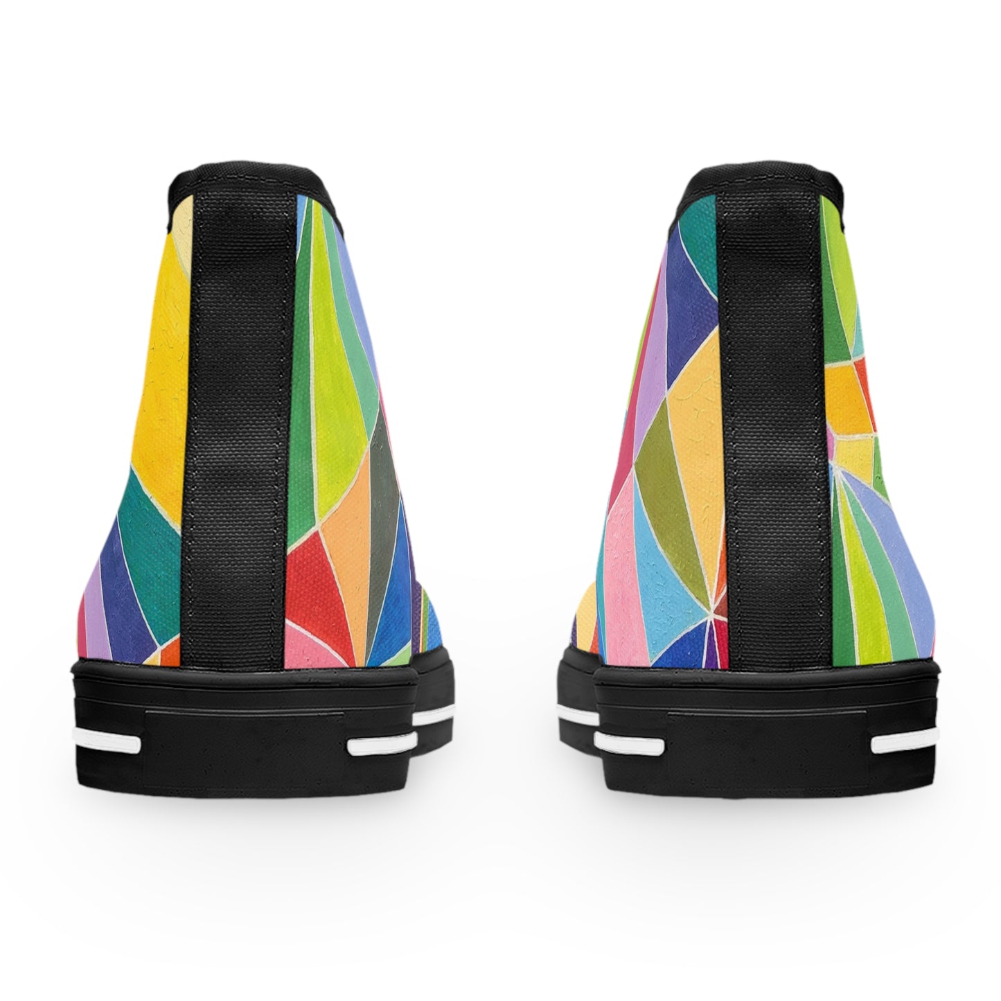 Colorful Women&#039;s High Top Sneakers - Trendy Geometric Design for Stylish Comfort