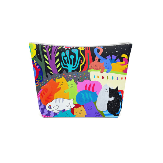 Colorful Cat Cotton Cosmetic Bag – Fun and Whimsical Makeup Organizer for Cat Lovers