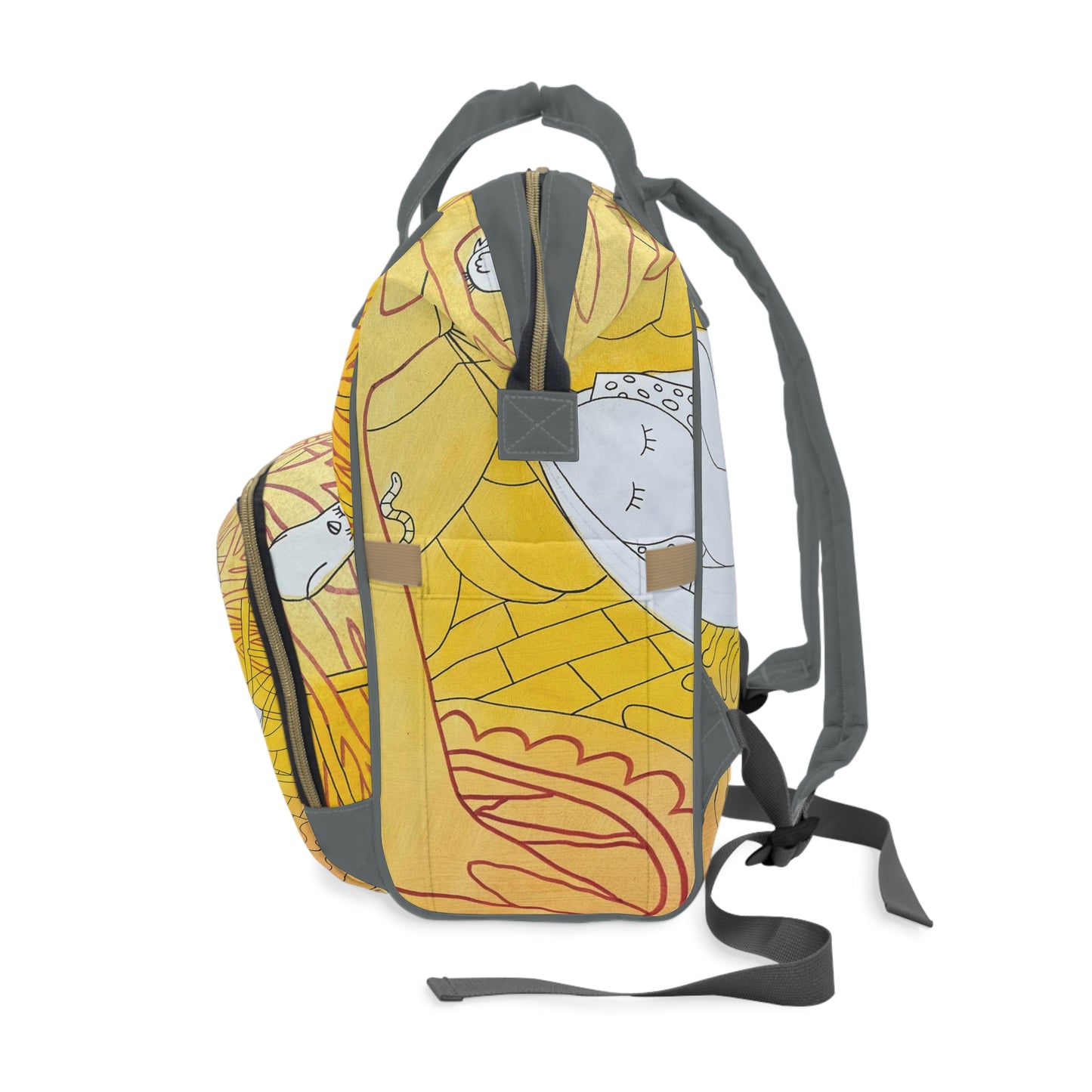 Colorful Multifunctional Diaper Backpack with Cute Animal Design
