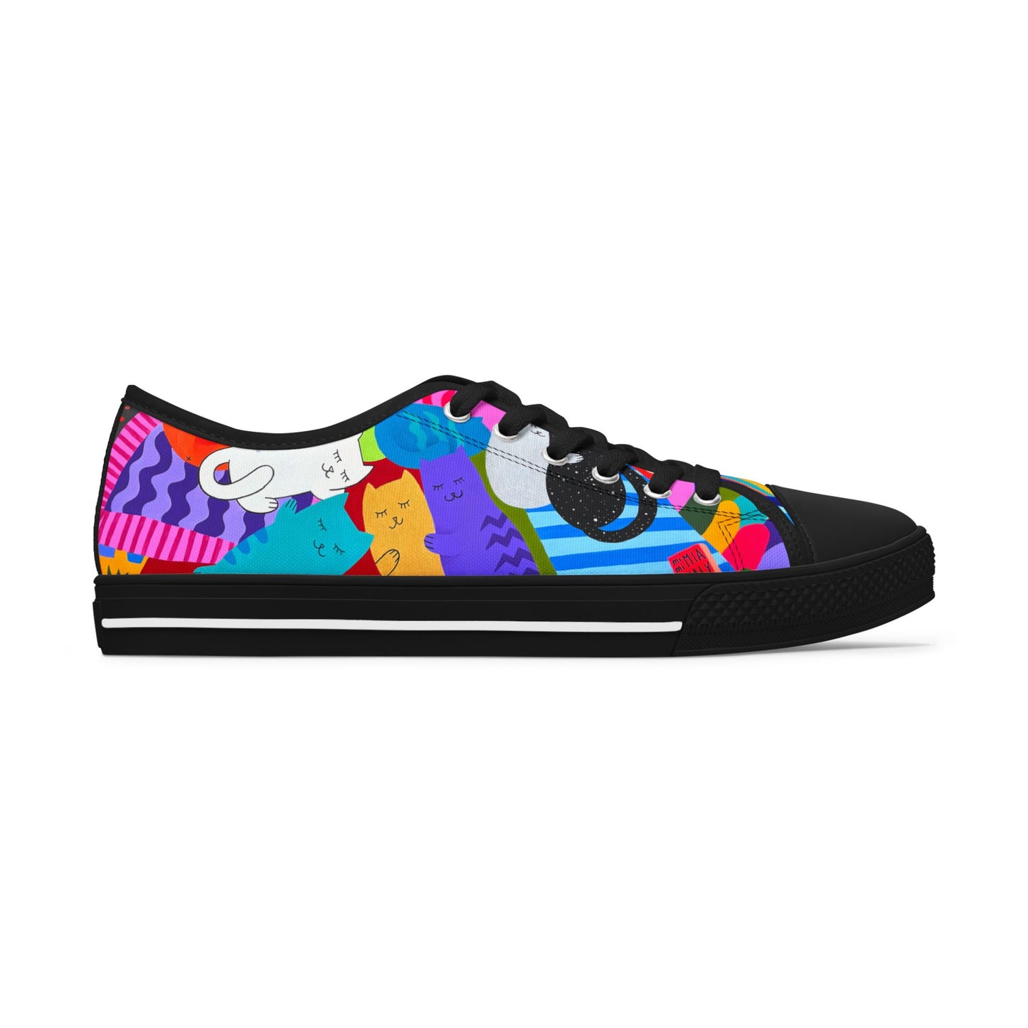Colorful Women's Low Top Sneakers - Fun Artistic Design