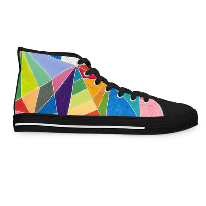 Colorful Women&#039;s High Top Sneakers - Trendy Geometric Design for Stylish Comfort