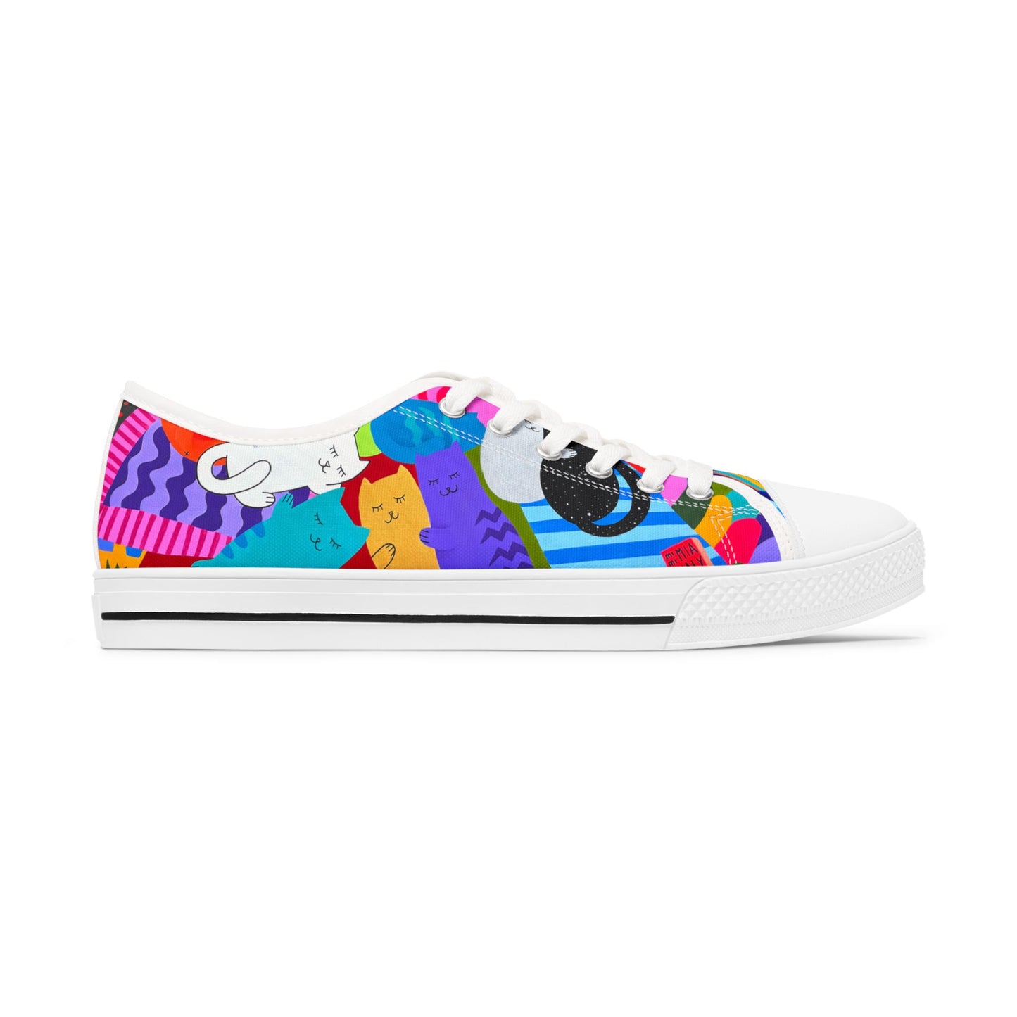 Colorful Women's Low Top Sneakers - Fun Artistic Design