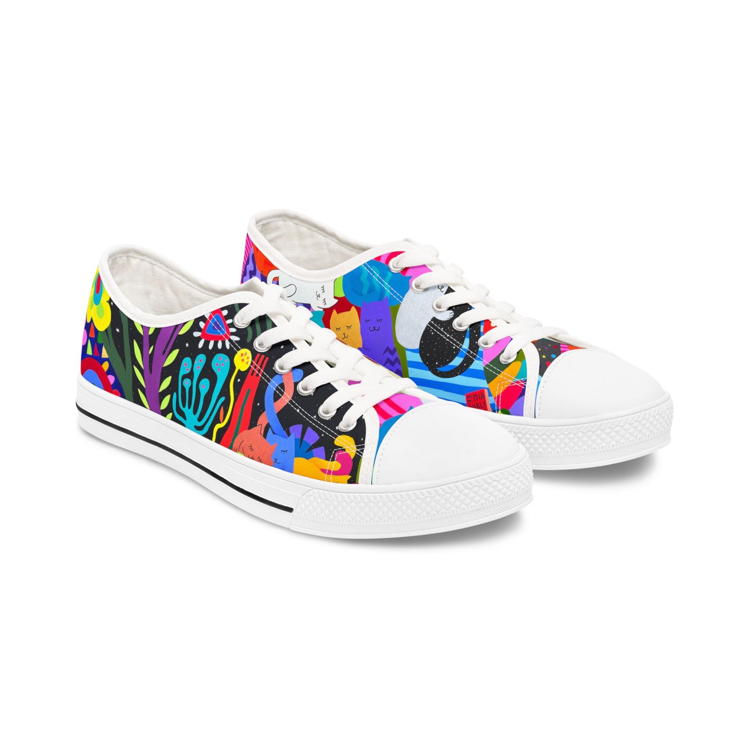 Colorful Women's Low Top Sneakers - Fun Artistic Design