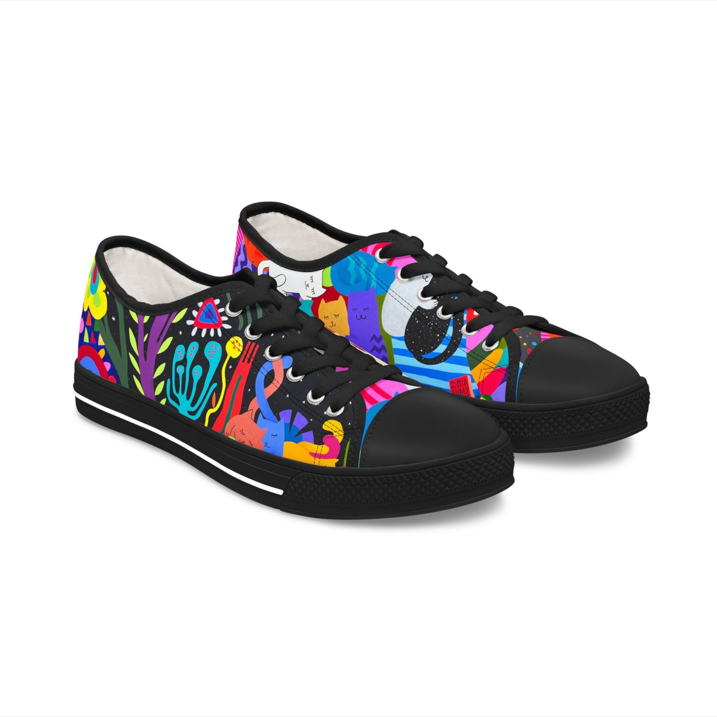Colorful Women's Low Top Sneakers - Fun Artistic Design