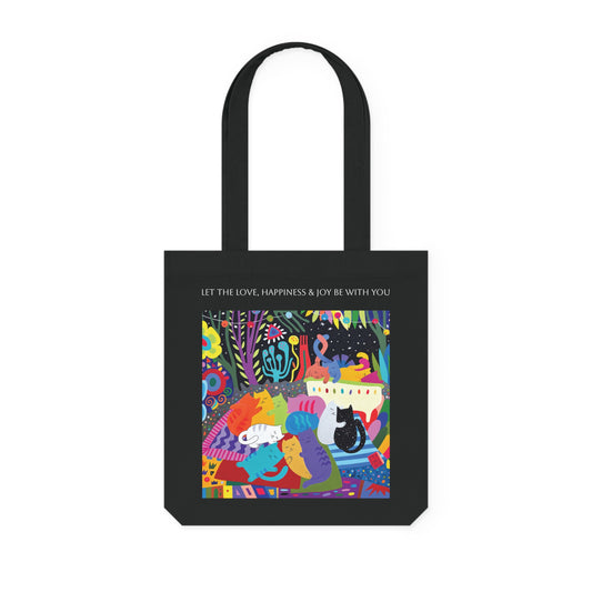 Colorful Woven Tote Bag - 'Let the Love, Happiness & Joy Be With You'