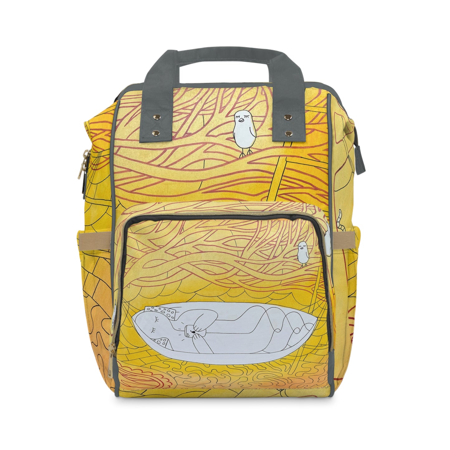 Colorful Multifunctional Diaper Backpack with Cute Animal Design