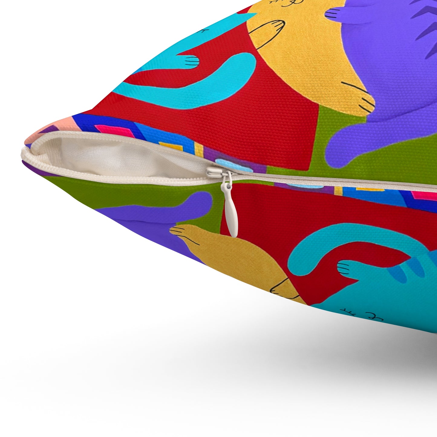 Colorful Cat-Themed Decorative Pillow - Vibrant and Playful Home Accent