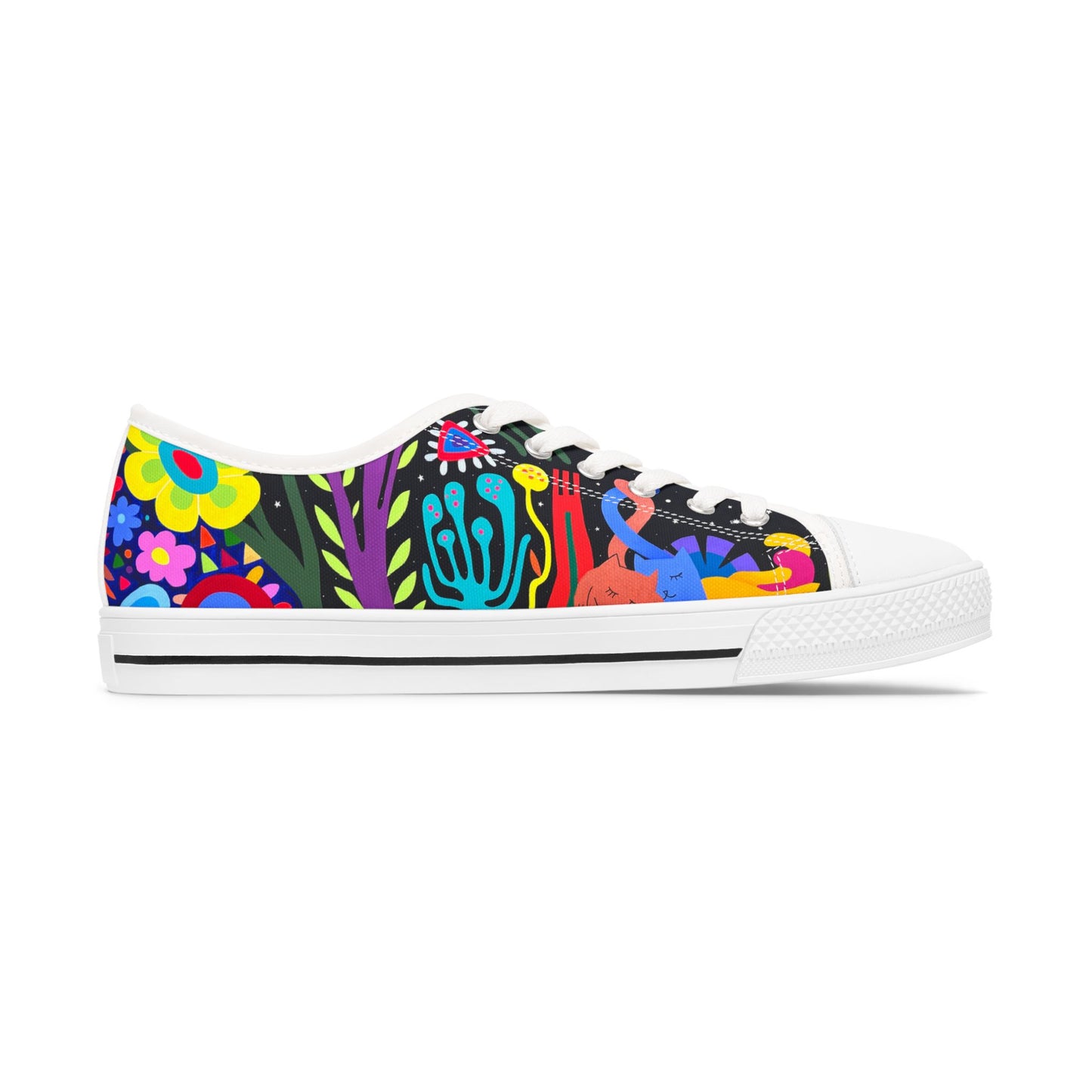Colorful Women's Low Top Sneakers - Fun Artistic Design