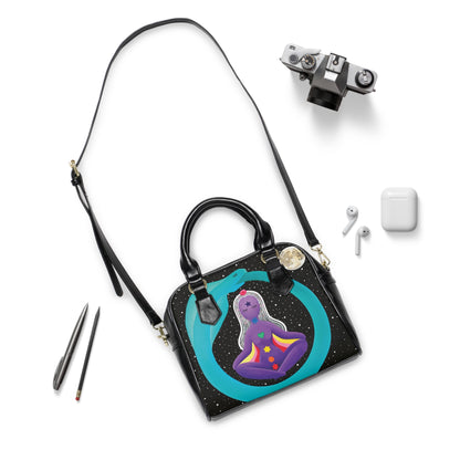Celestial Meditation Shoulder Handbag - Ethereal Yoga Vibe with Moon and Stars Design