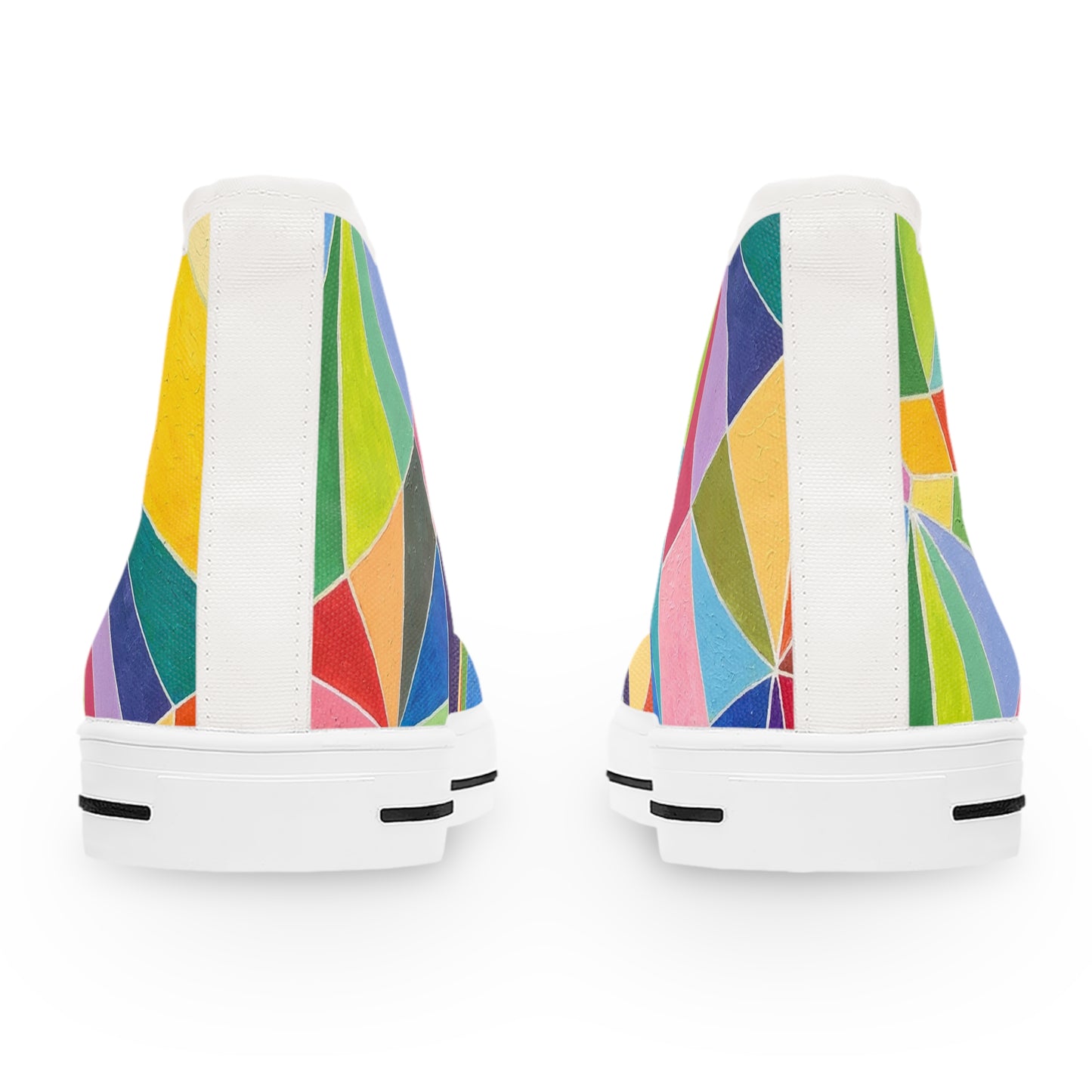 Colorful Women&#039;s High Top Sneakers - Trendy Geometric Design for Stylish Comfort