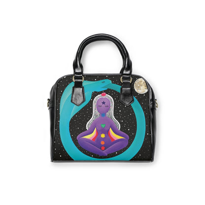Celestial Meditation Shoulder Handbag - Ethereal Yoga Vibe with Moon and Stars Design