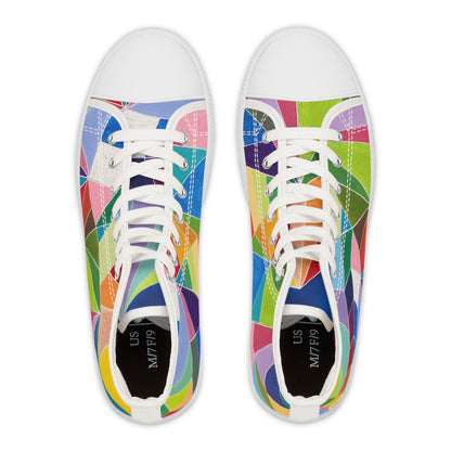 Colorful Women&#039;s High Top Sneakers - Trendy Geometric Design for Stylish Comfort