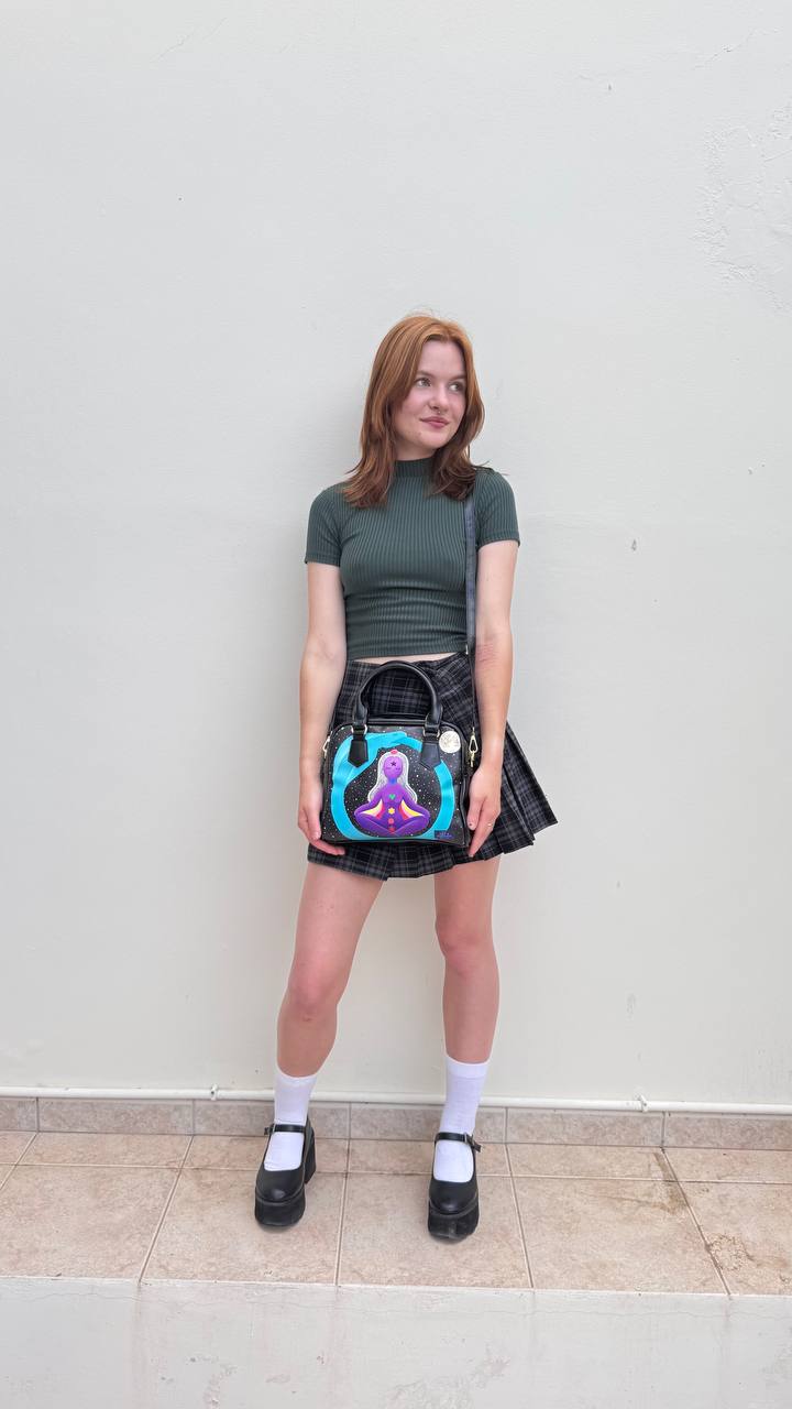 Celestial Meditation Shoulder Handbag - Ethereal Yoga Vibe with Moon and Stars Design